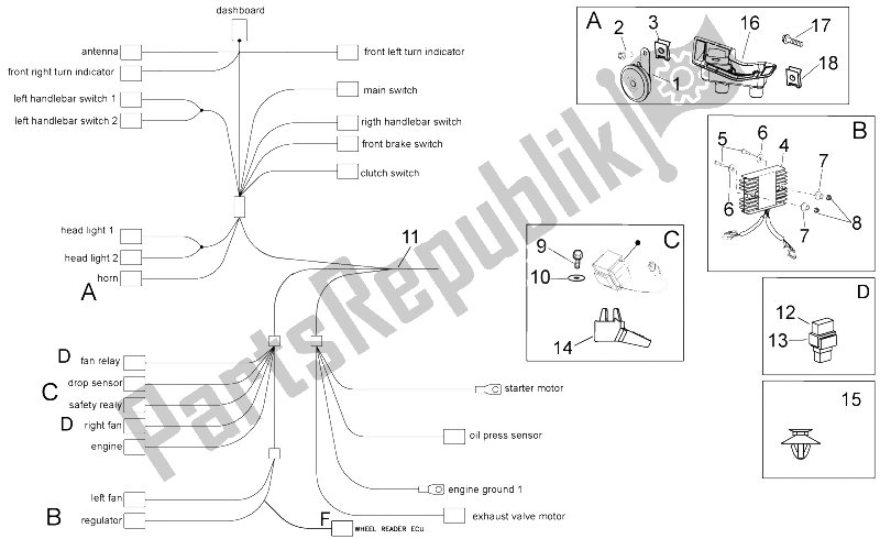 All parts for the Electrical System I of the Aprilia Tuono V4 1100 RR USA CND 2016