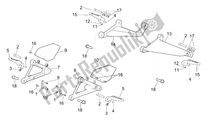 Todas las partes para Reposapiés de Aprilia RSV Mille 1000 2001