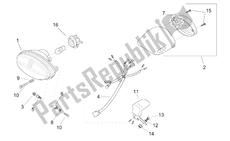 All parts for the Lights of the Aprilia Scarabeo 50 2T ENG Minarelli 1999