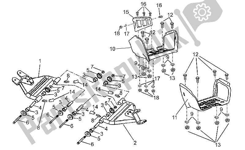 All parts for the Connect. Elem. Ts-footrest of the Aprilia Quasar 180 2004