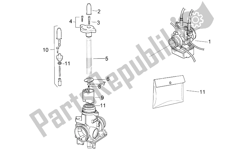 All parts for the Carburettor I of the Aprilia RS 125 2006