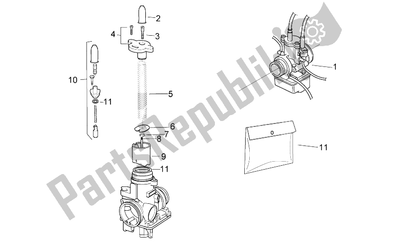 Alle onderdelen voor de Carburateur I van de Aprilia RS 125 2006