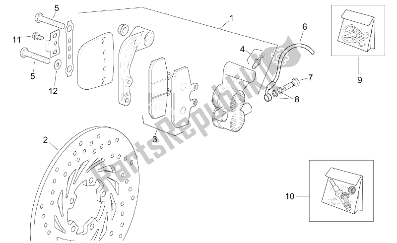 Tutte le parti per il Pinza Freno Anteriore del Aprilia Leonardo 250 ST ENG Yamaha 2001