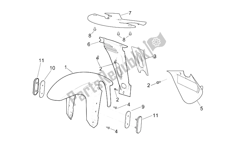 Tutte le parti per il Corpo Anteriore - Parafango Anteriore del Aprilia RSV Mille 1000 1998