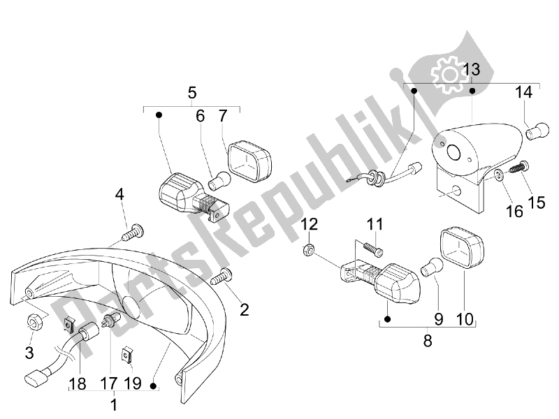 All parts for the Rear Headlamps - Turn Signal Lamps of the Aprilia SR MAX 125 2011
