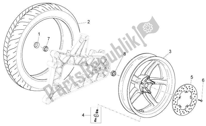 Toutes les pièces pour le Roue Arrière du Aprilia Scarabeo 125 200 IE Light 2009