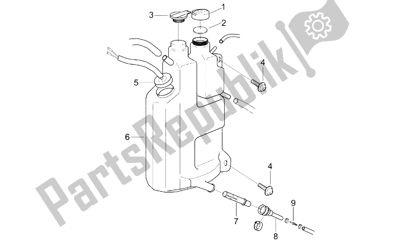 All parts for the Oil Tank of the Aprilia MX 50 2004