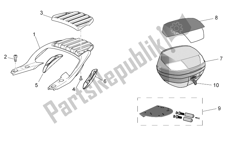 All parts for the Rear Body Ii of the Aprilia Scarabeo 125 200 IE Light 2009