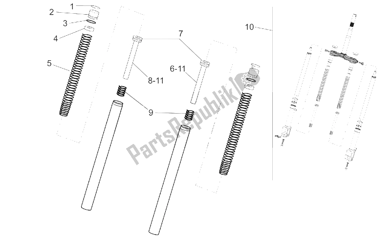 Toutes les pièces pour le Fourche Ii du Aprilia SR 50 H2O IE Carb 2003