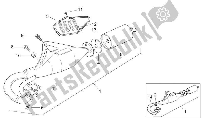 Todas las partes para Tubo De Escape Silenciador Alineado de Aprilia SR 50 AIR WWW 1997