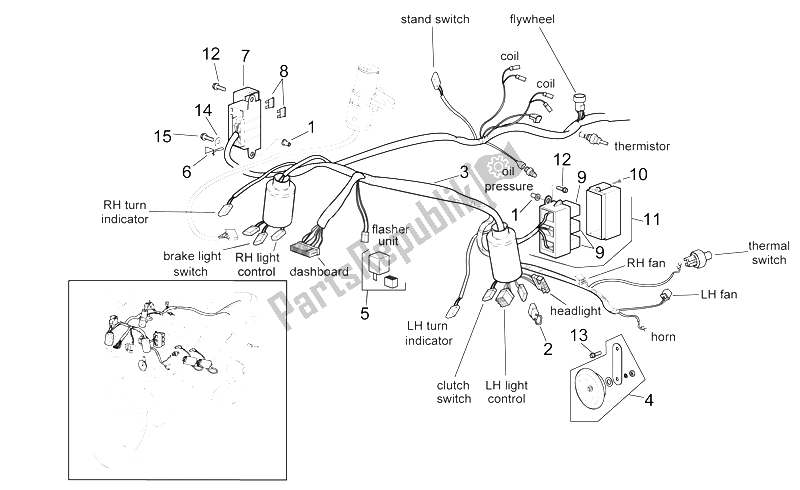 Toutes les pièces pour le Système électrique Avant du Aprilia RSV Mille 1000 2000