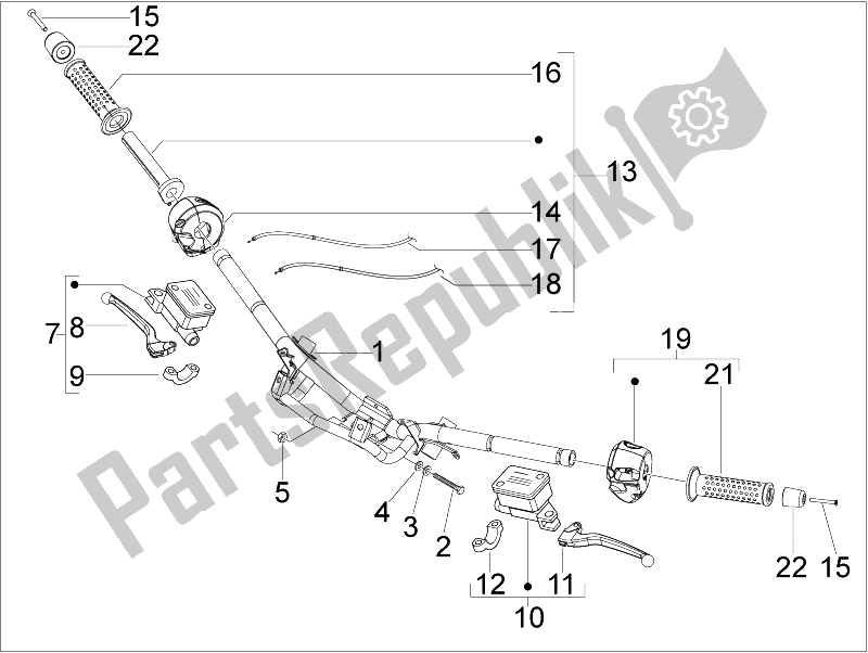 All parts for the Handlebars - Master Cil. Of the Aprilia SR 300 MAX 2011