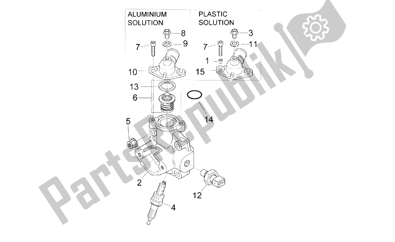 All parts for the Cylinder Head of the Aprilia SR 50 H2O NEW DI Tech 2004