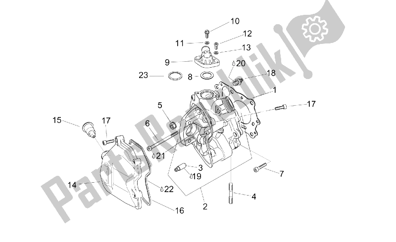 Alle onderdelen voor de Cilinderkop van de Aprilia Scarabeo 125 150 200 ENG Rotax 1999