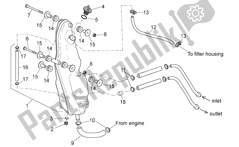 Alle onderdelen voor de Olie Tank van de Aprilia RXV SXV 450 550 Pikes Peak 2009