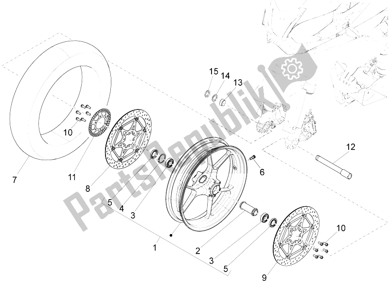 Toutes les pièces pour le Roue Avant du Aprilia Caponord 1200 Carabinieri 2015