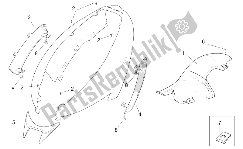 All parts for the Rear Body - Side Panels of the Aprilia SR 125 150 1999