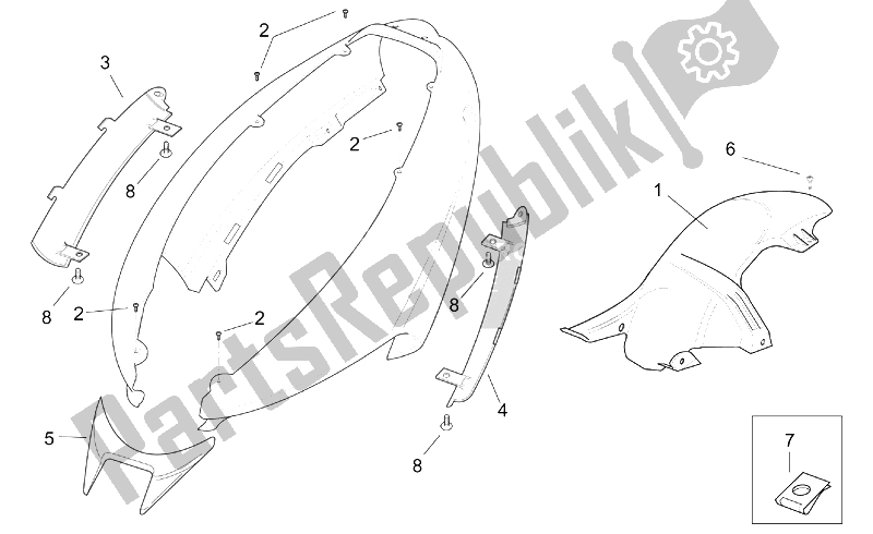 Tutte le parti per il Corpo Posteriore - Pannelli Laterali del Aprilia SR 125 150 1999