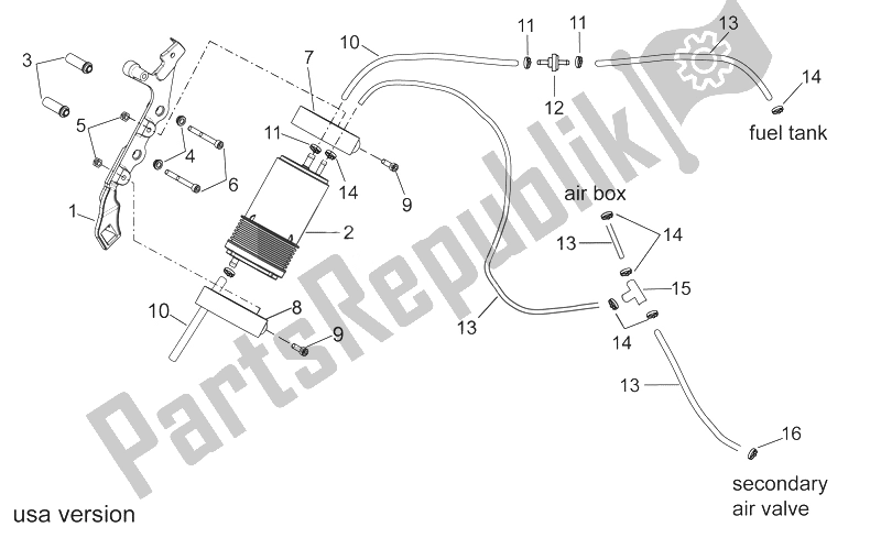 Alle onderdelen voor de Brandstofdampterugwinningssysteem van de Aprilia RXV SXV 450 550 2008