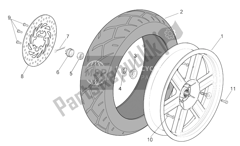 Toutes les pièces pour le Roue Arrière du Aprilia Sport City 125 200 250 E3 2006