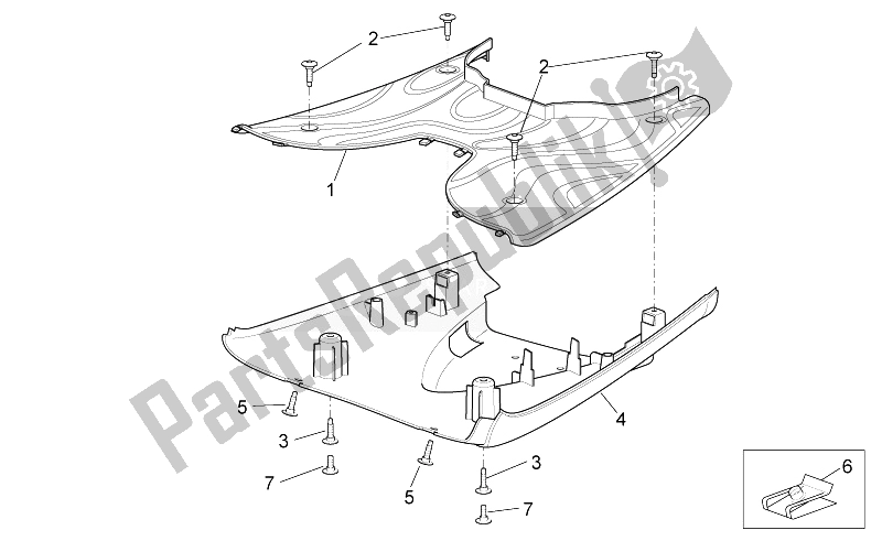 Tutte le parti per il Corpo Centrale Ii - Pannello del Aprilia Scarabeo 50 2T E2 ENG Piaggio 2010