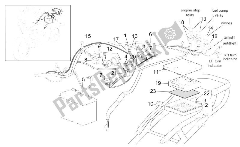 Toutes les pièces pour le Système électrique Arrière du Aprilia RSV Mille 1000 2003