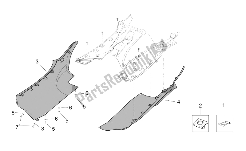 Tutte le parti per il Corpo Centrale - Carenature Laterali del Aprilia Leonardo 125 150 1999