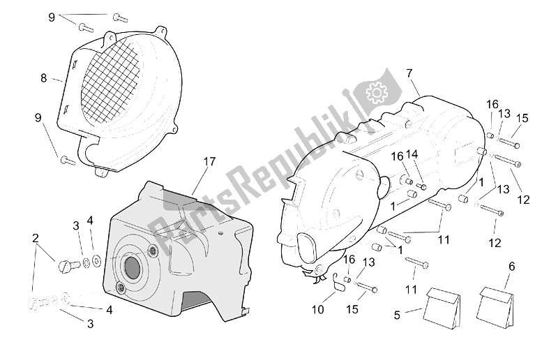 All parts for the Engine Plastic of the Aprilia SR 125 150 1999