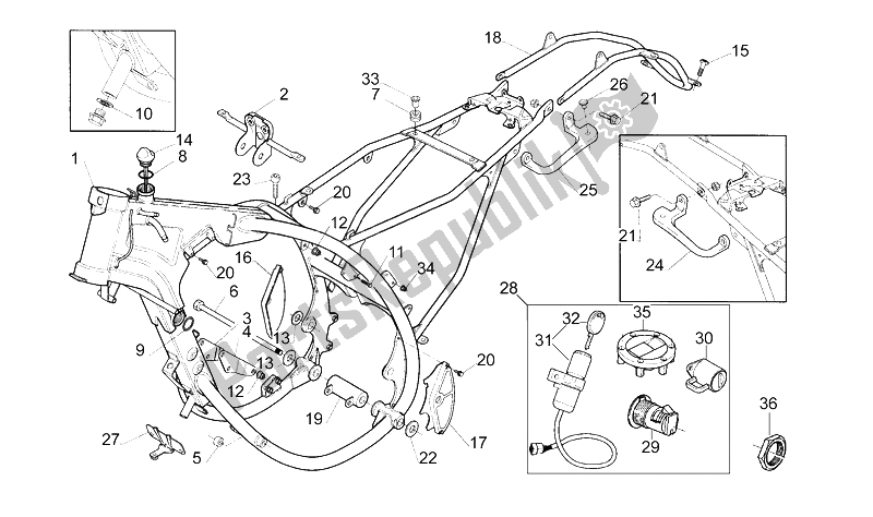All parts for the Frame of the Aprilia Moto 6 5 650 1995