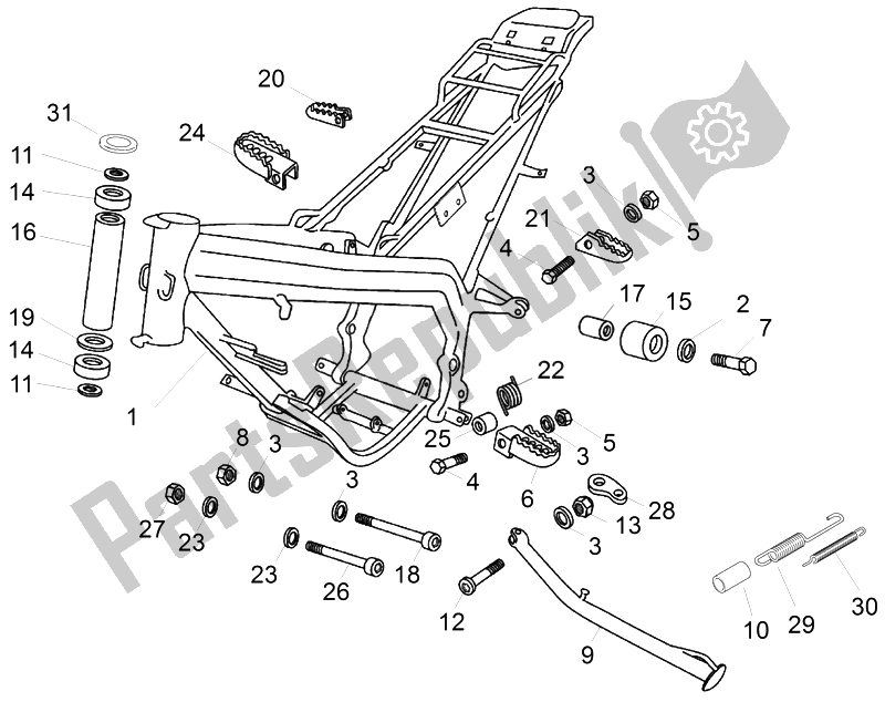 Alle onderdelen voor de Kader van de Aprilia RX 50 2014