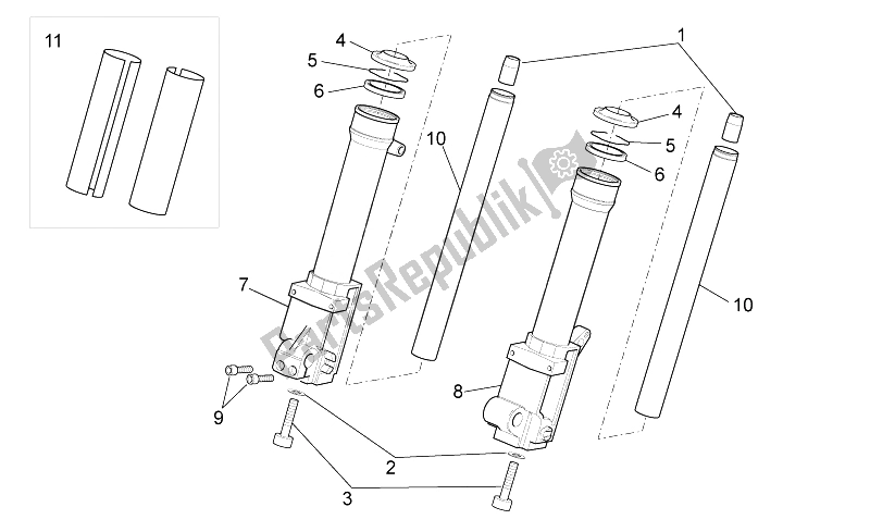 All parts for the Front Fork Iii of the Aprilia SR 50 Carb MY 2014