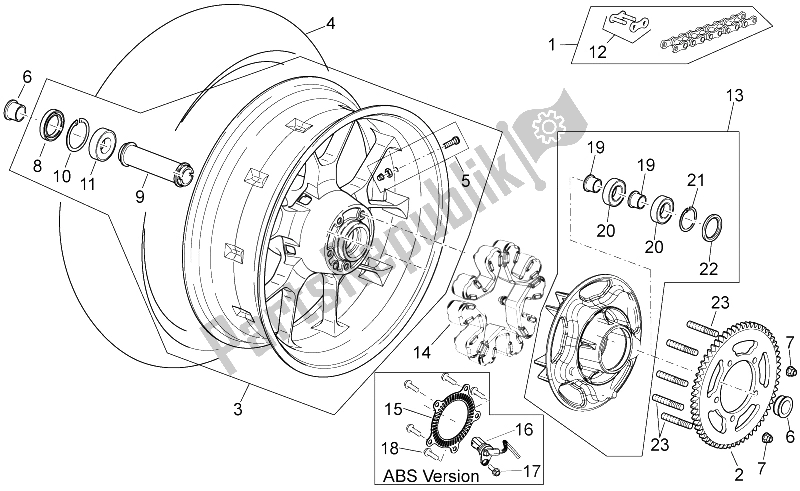 Tutte le parti per il Ruota Posteriore del Aprilia Shiver 750 PA 2015