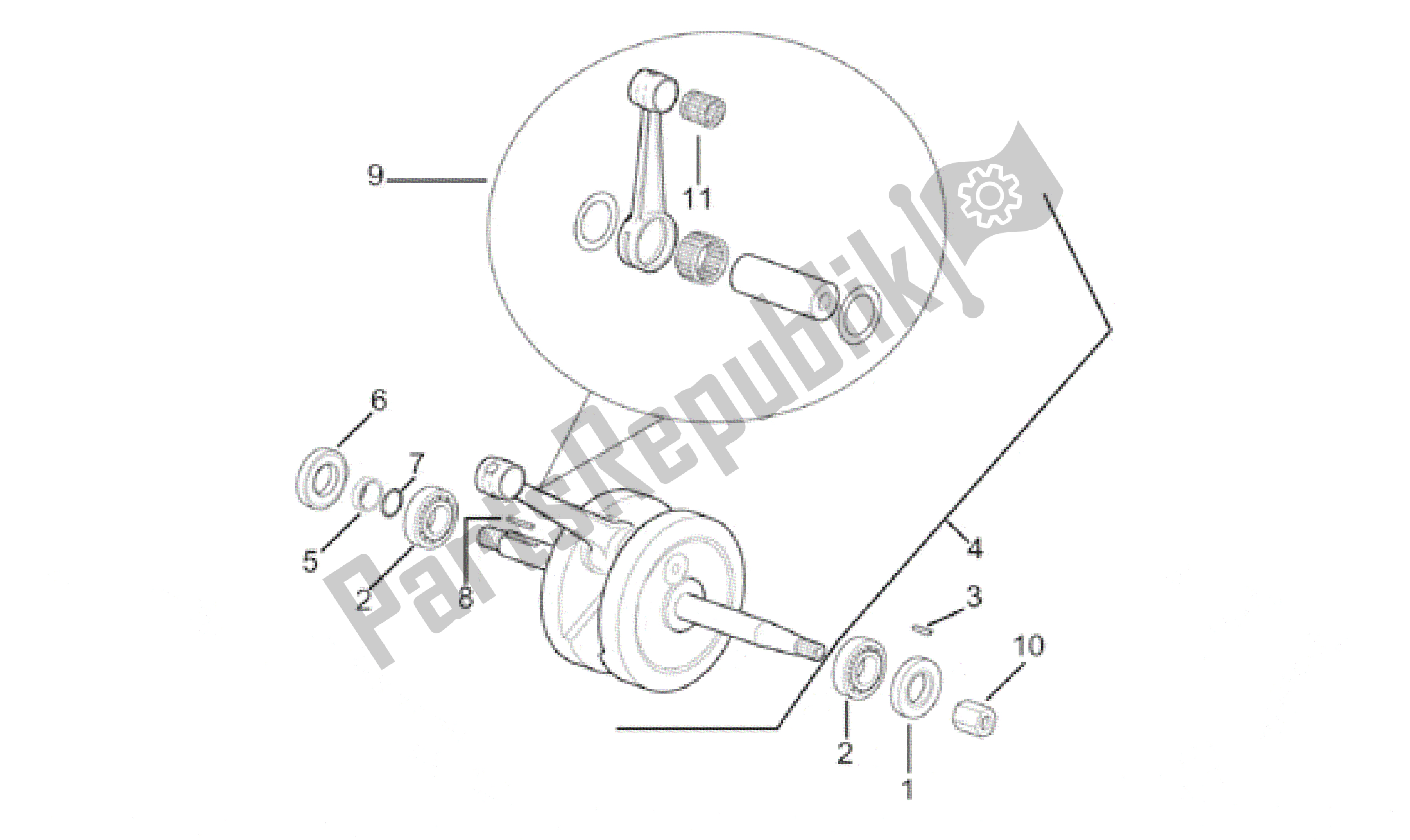 All parts for the Drive Shaft of the Aprilia Minarelli 50 1991 - 2000