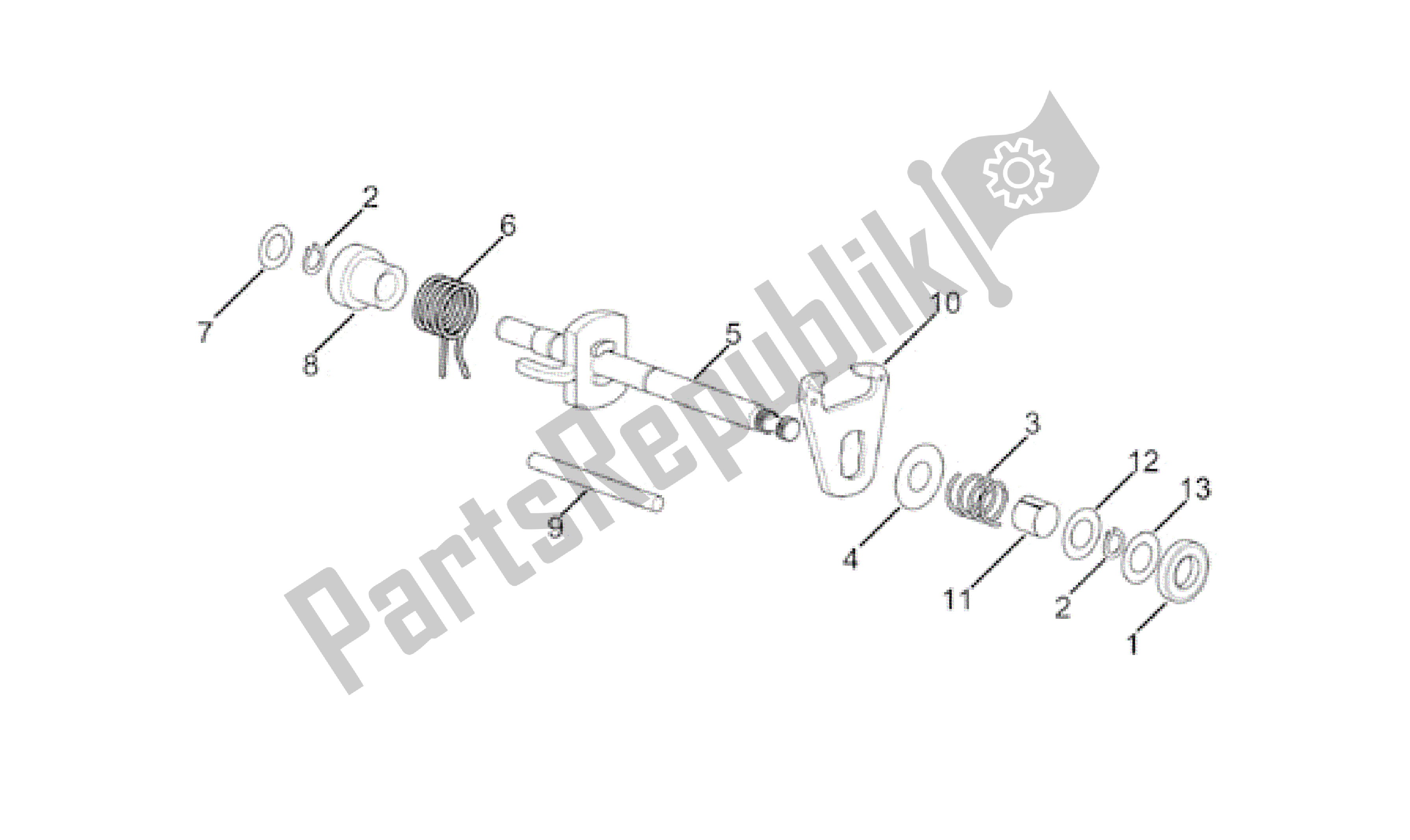 All parts for the Gear Box Selector of the Aprilia Minarelli 50 1991 - 2000