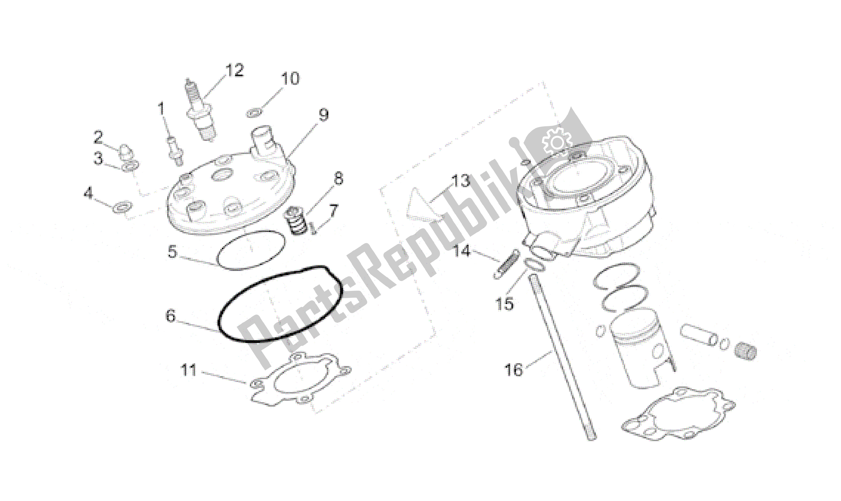 Todas las partes para Cabeza De Cilindro de Aprilia Minarelli 50 1991 - 2000