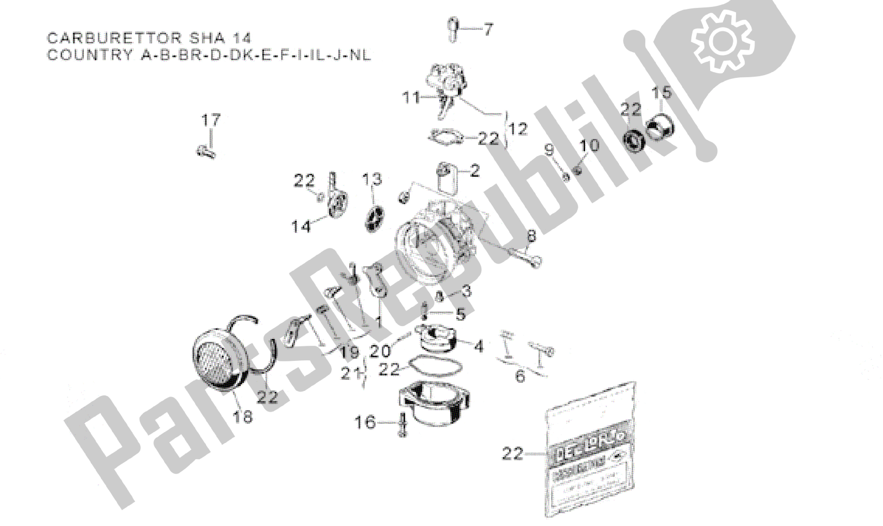 Toutes les pièces pour le Carburateur Ii du Aprilia Minarelli 50 1991 - 2000