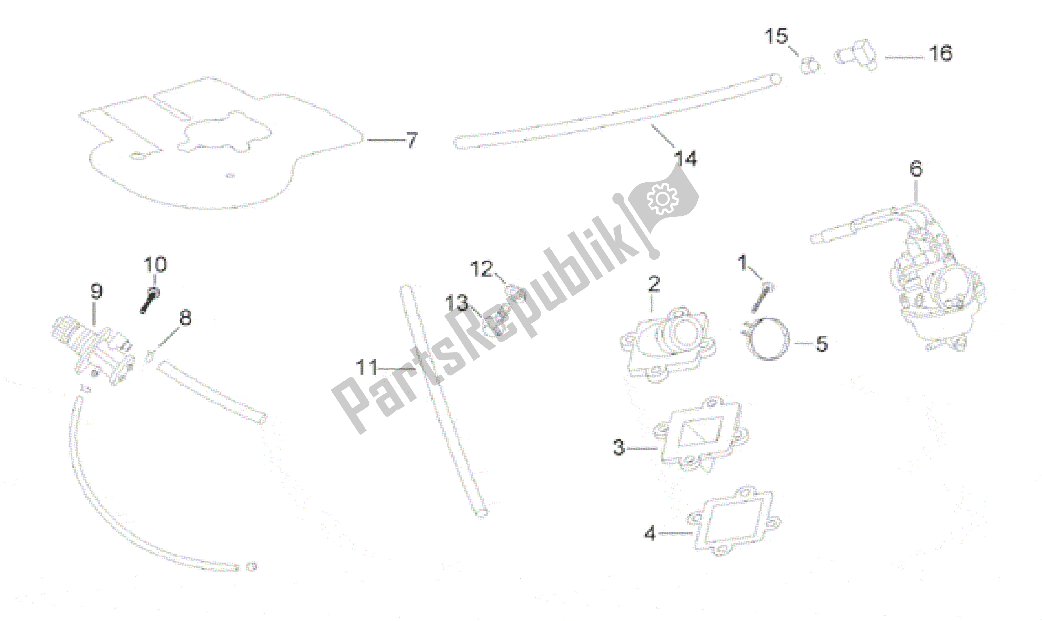 All parts for the Carburettor  - Oil Pump Assy. Of the Aprilia Gulliver 50 1990 - 1995