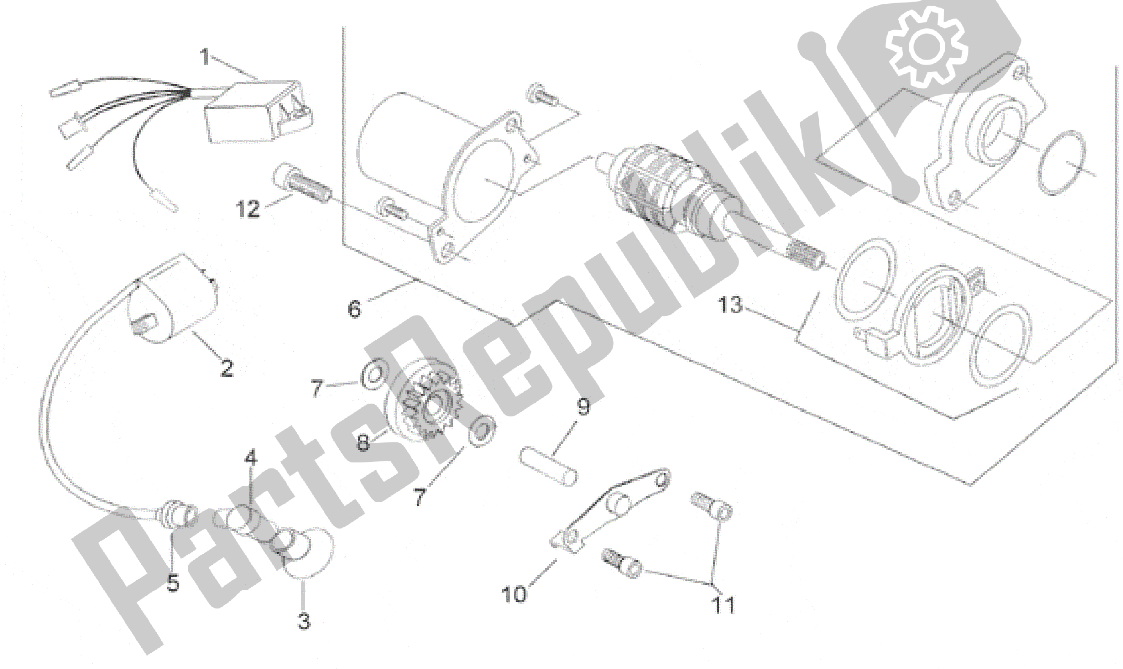 All parts for the Ignition Unit of the Aprilia Gulliver 50 1990 - 1995