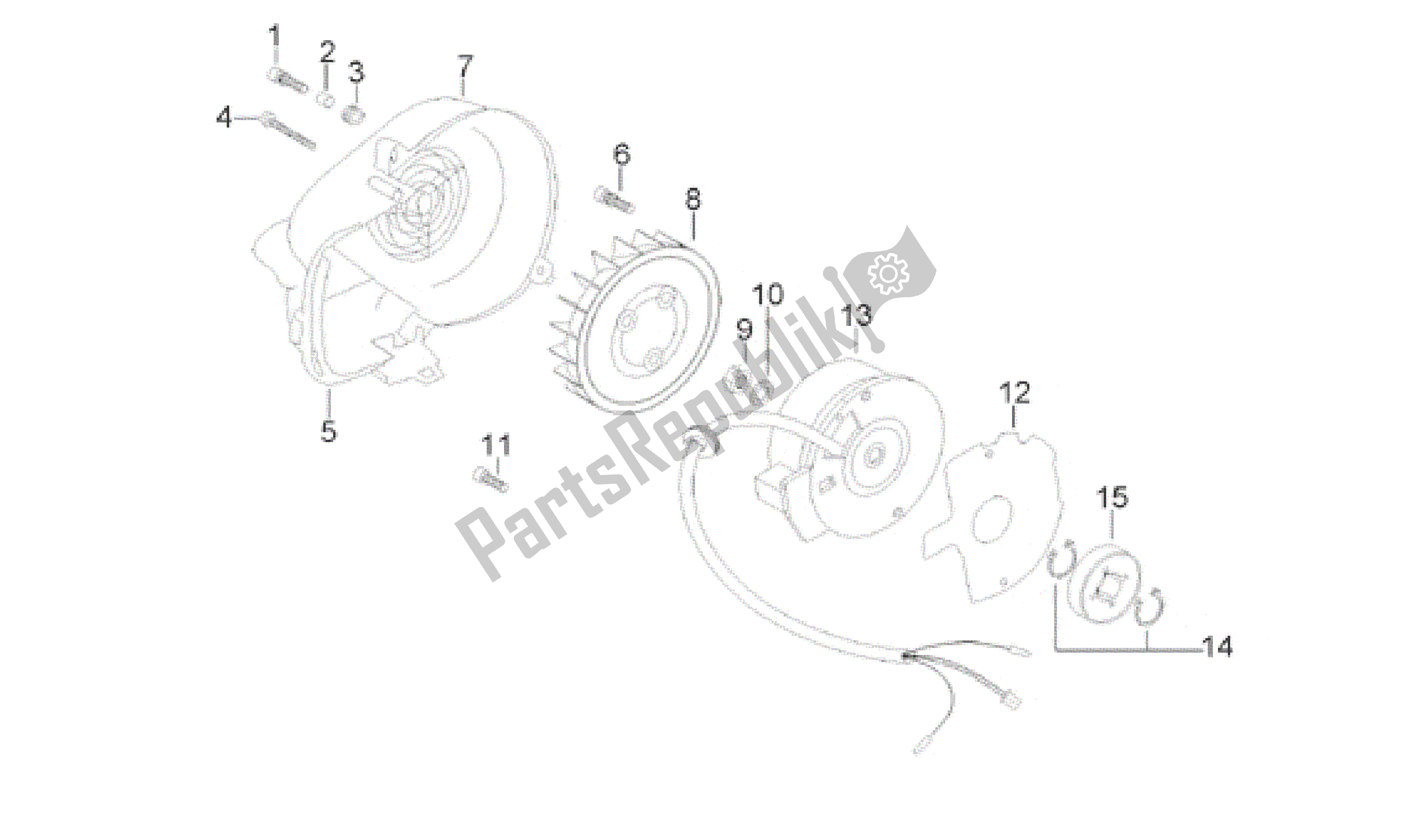 All parts for the Flywheel of the Aprilia Scarabeo 65 1993 - 1997