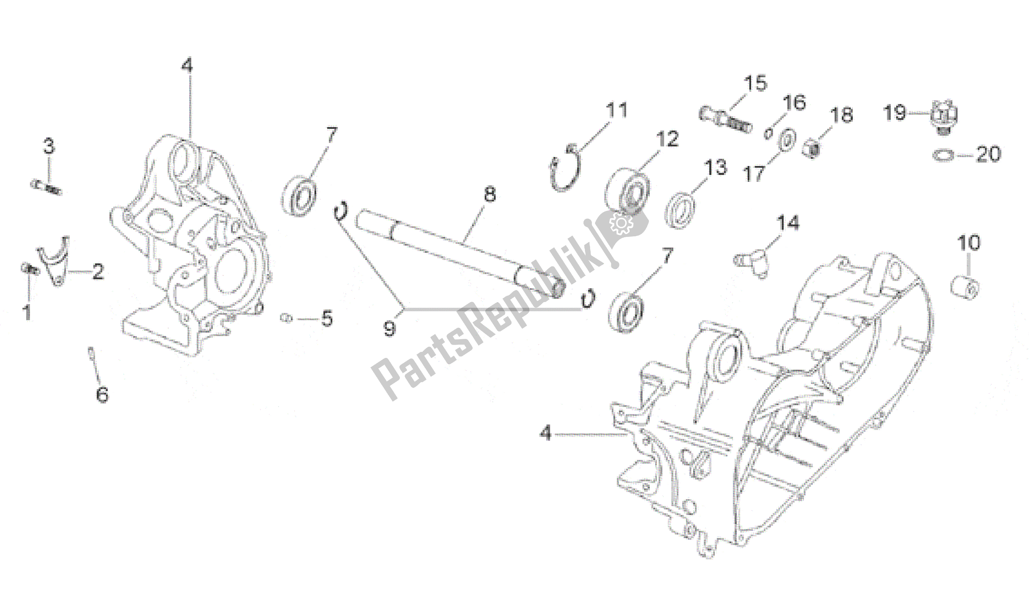 Tutte le parti per il Carter Centrale del Aprilia Scarabeo 65 1993 - 1997