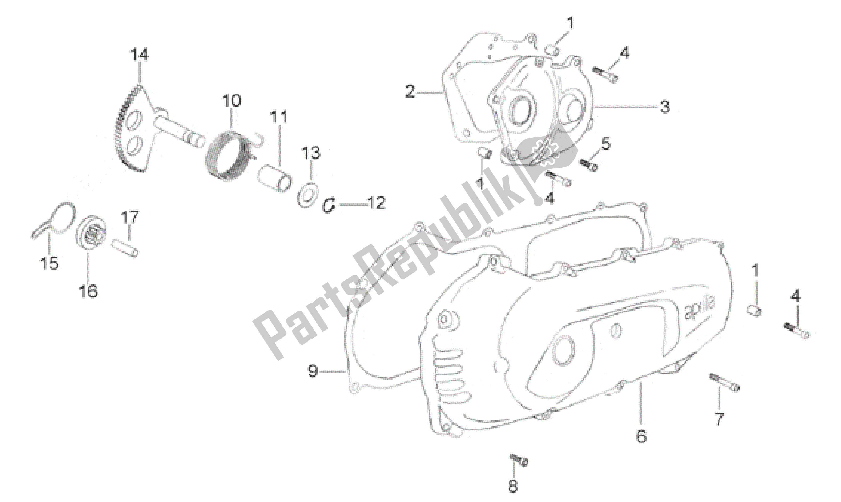 All parts for the Covers - Kick Starter of the Aprilia Scarabeo 65 1993 - 1997