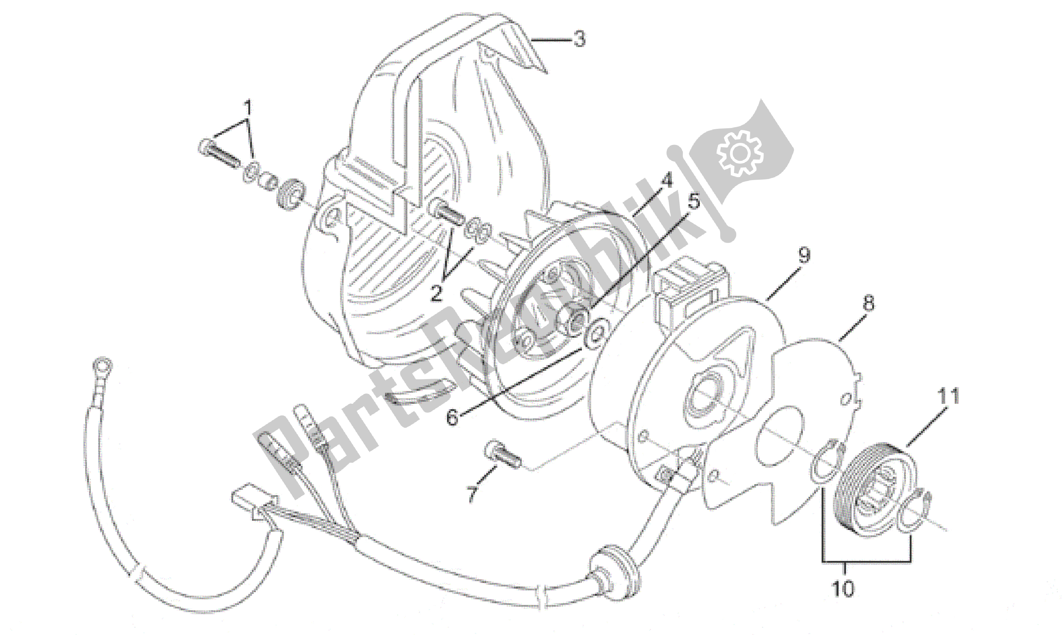All parts for the Flywheel of the Aprilia Amico 50 1996 - 1998