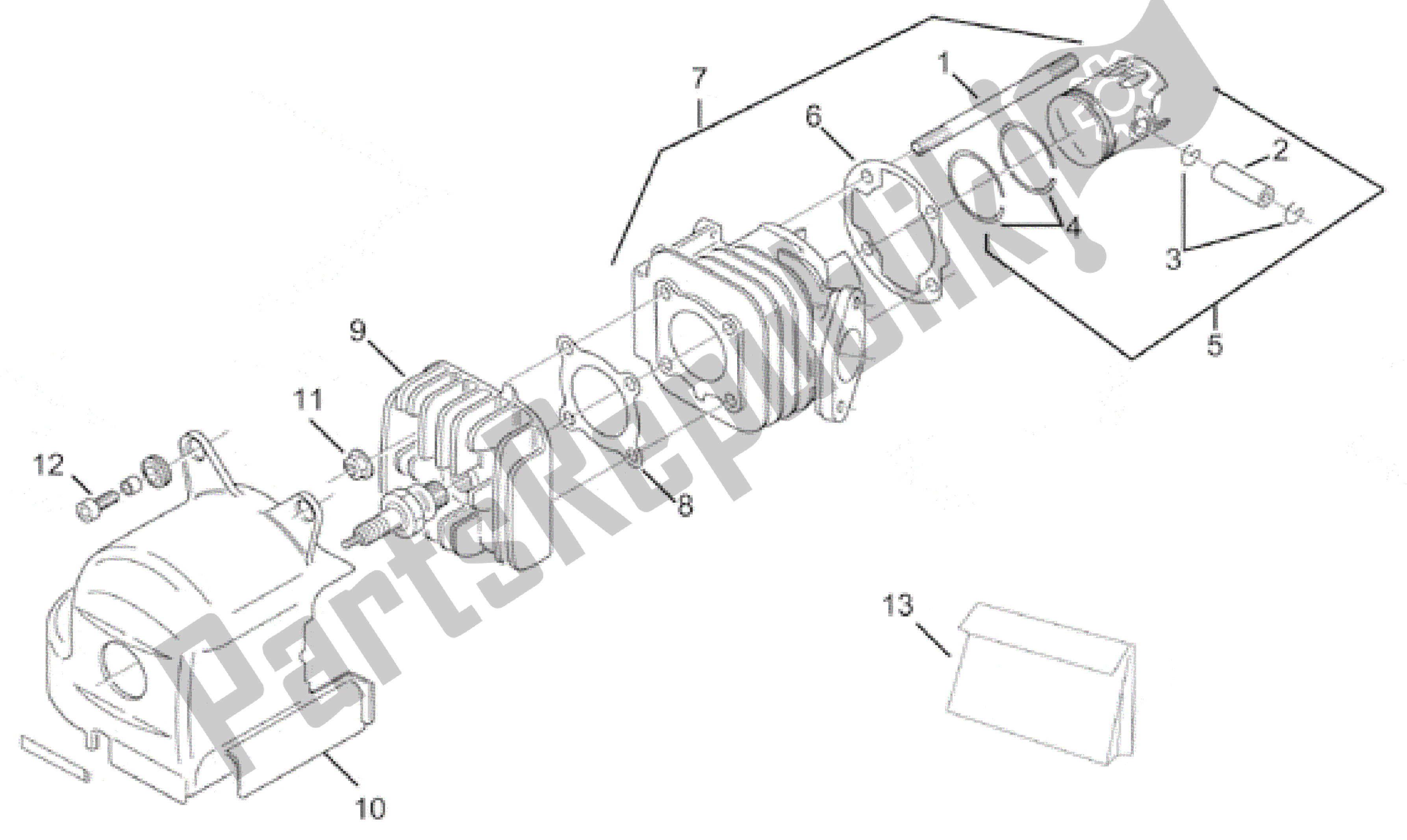 All parts for the Cylinder Head of the Aprilia Amico 50 1996 - 1998