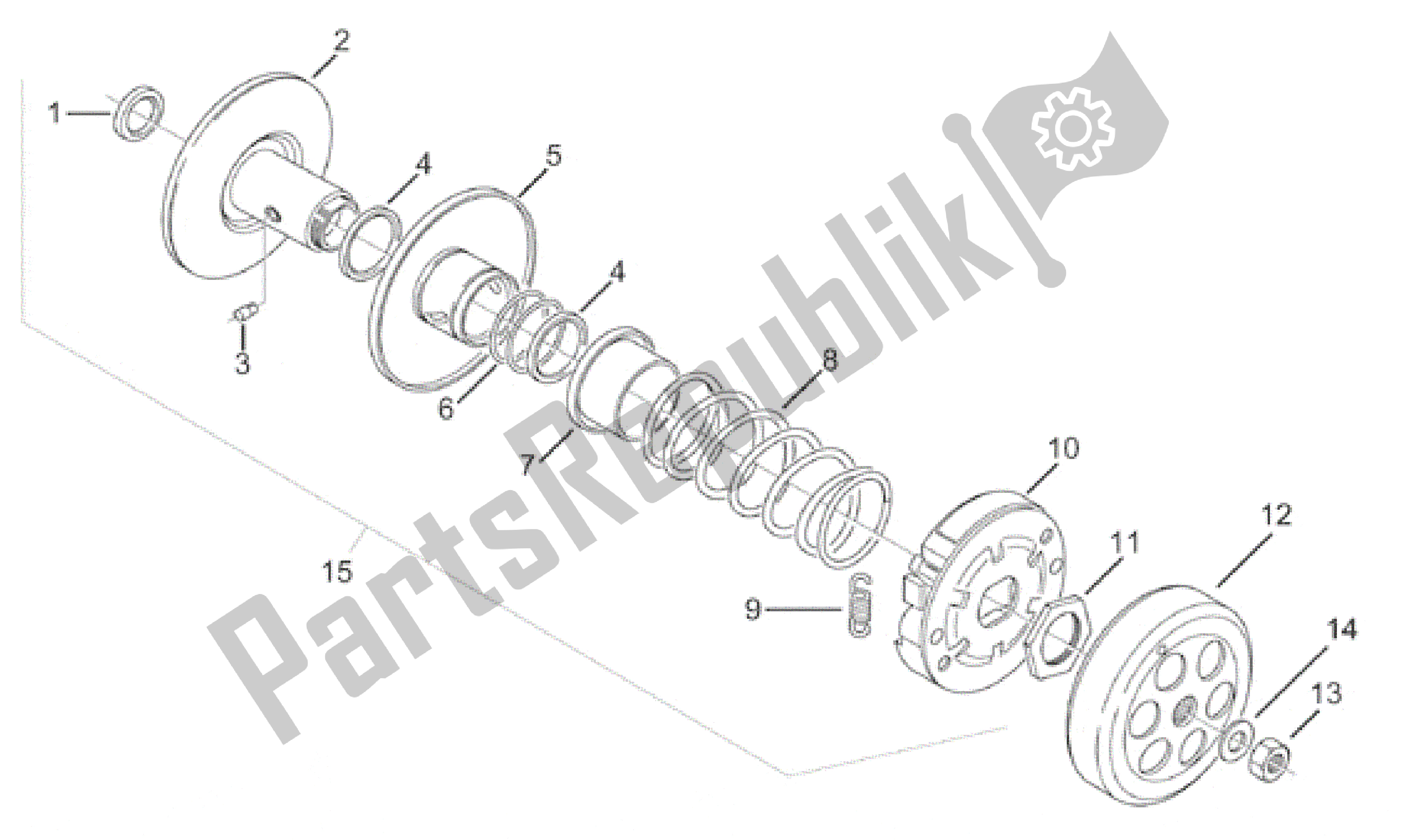 Todas las partes para Embrague de Aprilia Amico 50 1996 - 1998