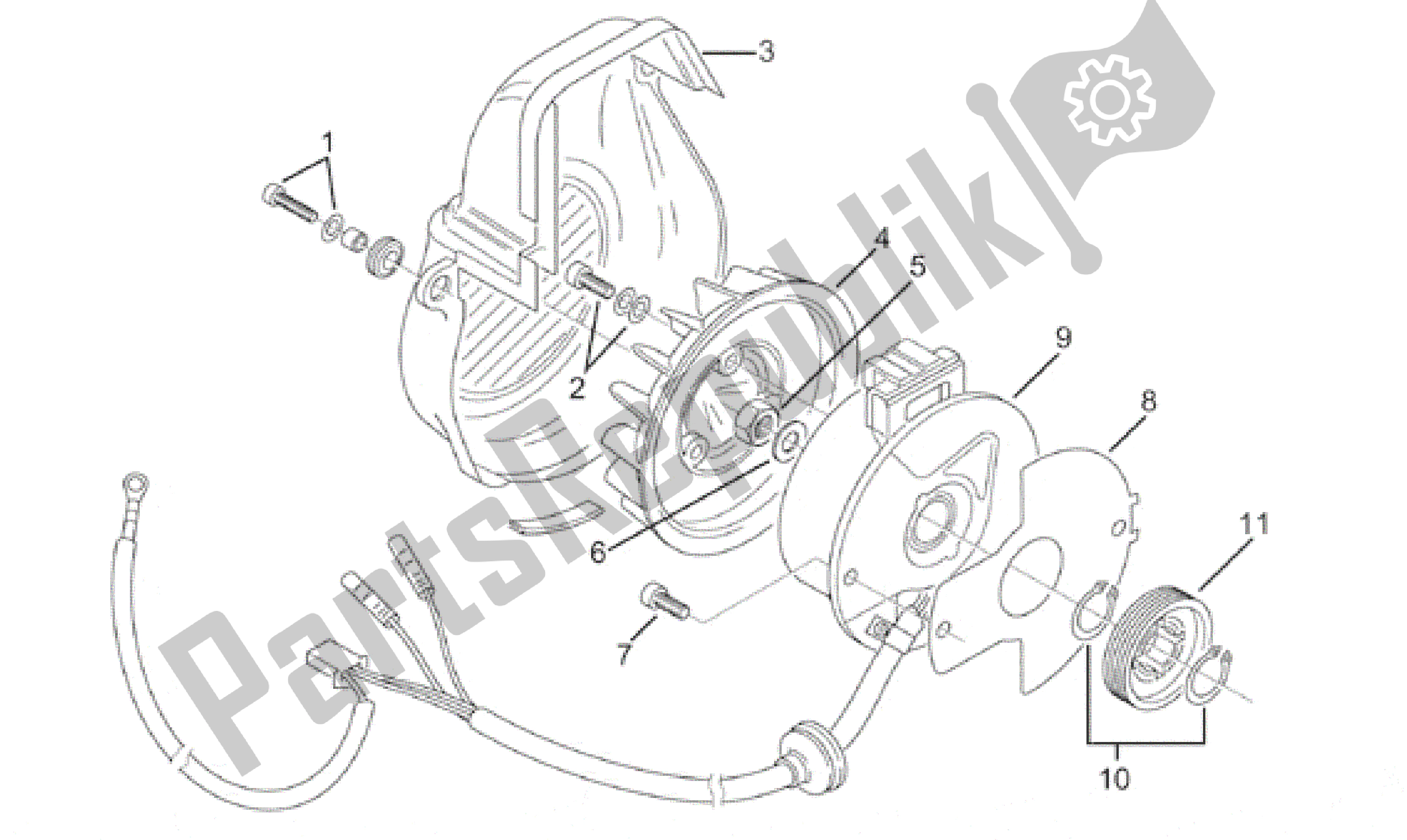 All parts for the Flywheel of the Aprilia Amico 50 1996 - 1998