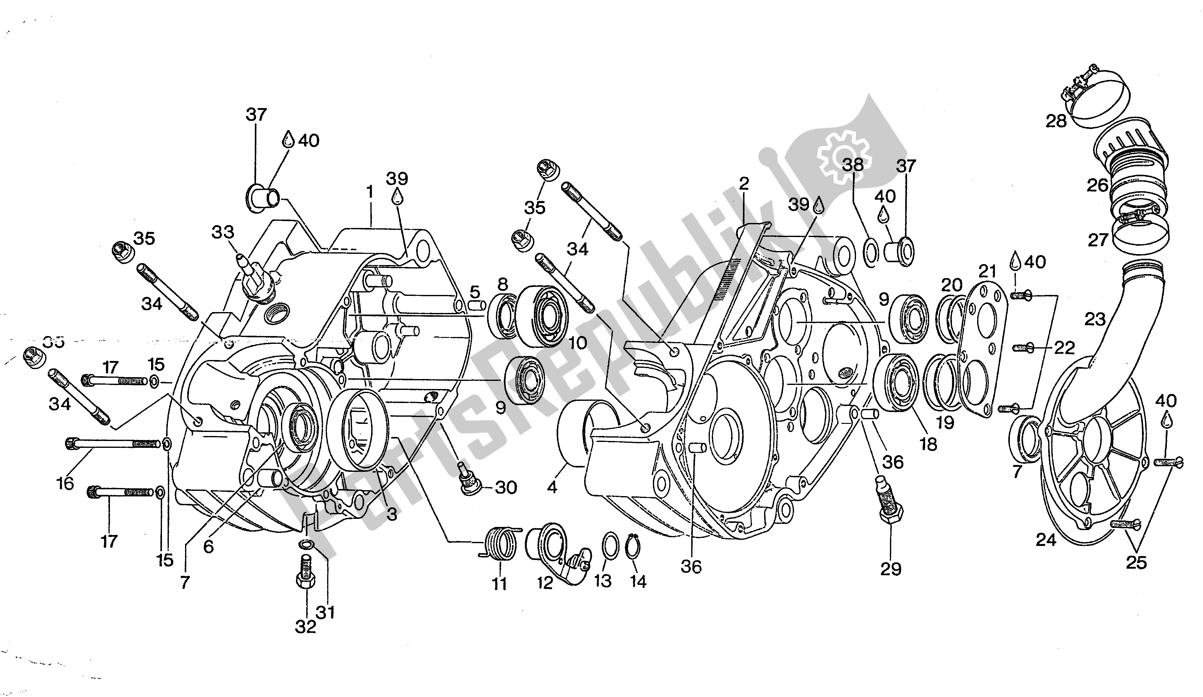 Toutes les pièces pour le Carter, Couvercle De Soupape à Disque du Aprilia Climber 280 1990