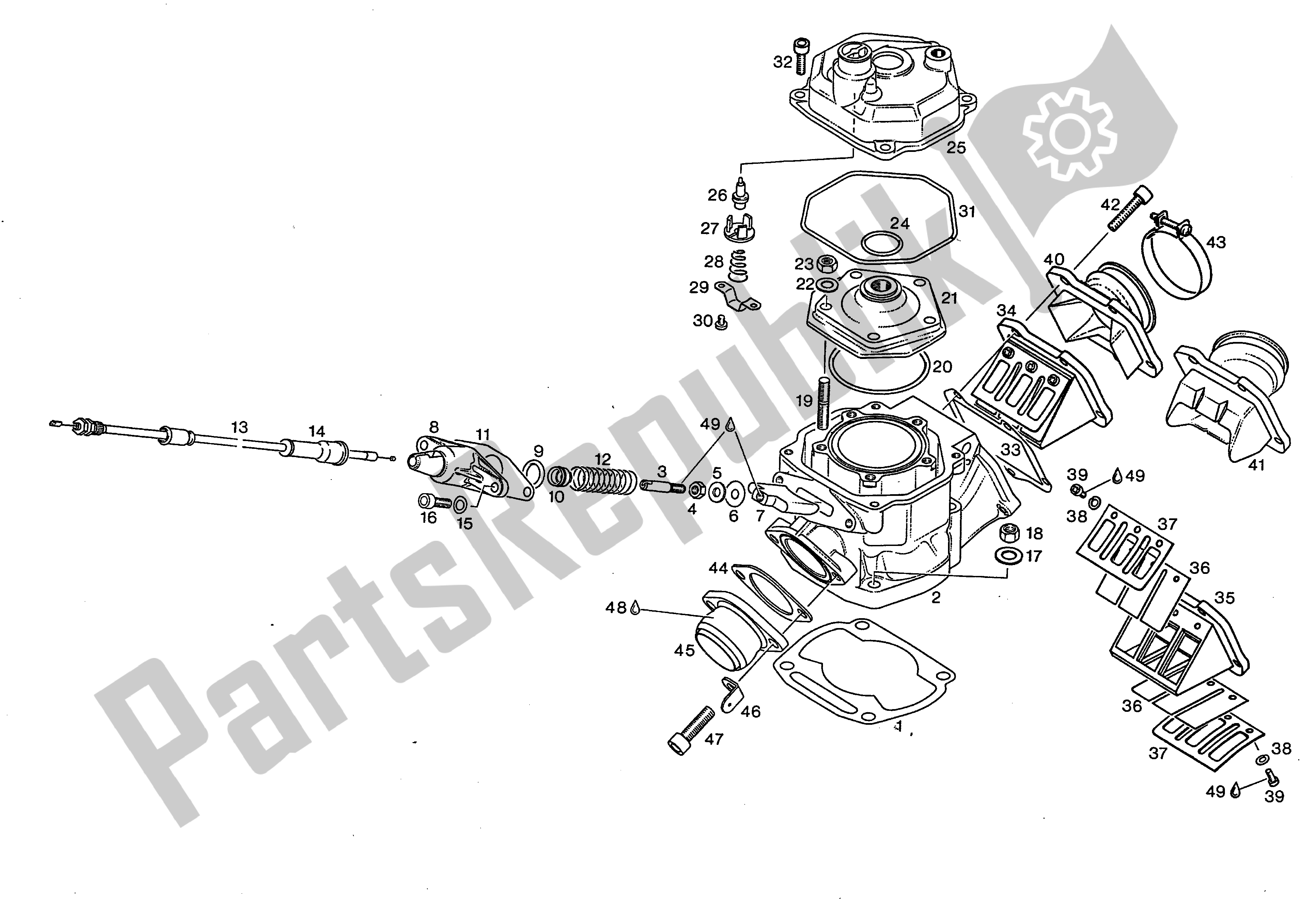 Alle Teile für das Zylinder» Auspuffschie3er, Zylinderkopfdeckel Thermostat, Ansaugstutzen des Aprilia Rotax 123 125 1990 - 2000