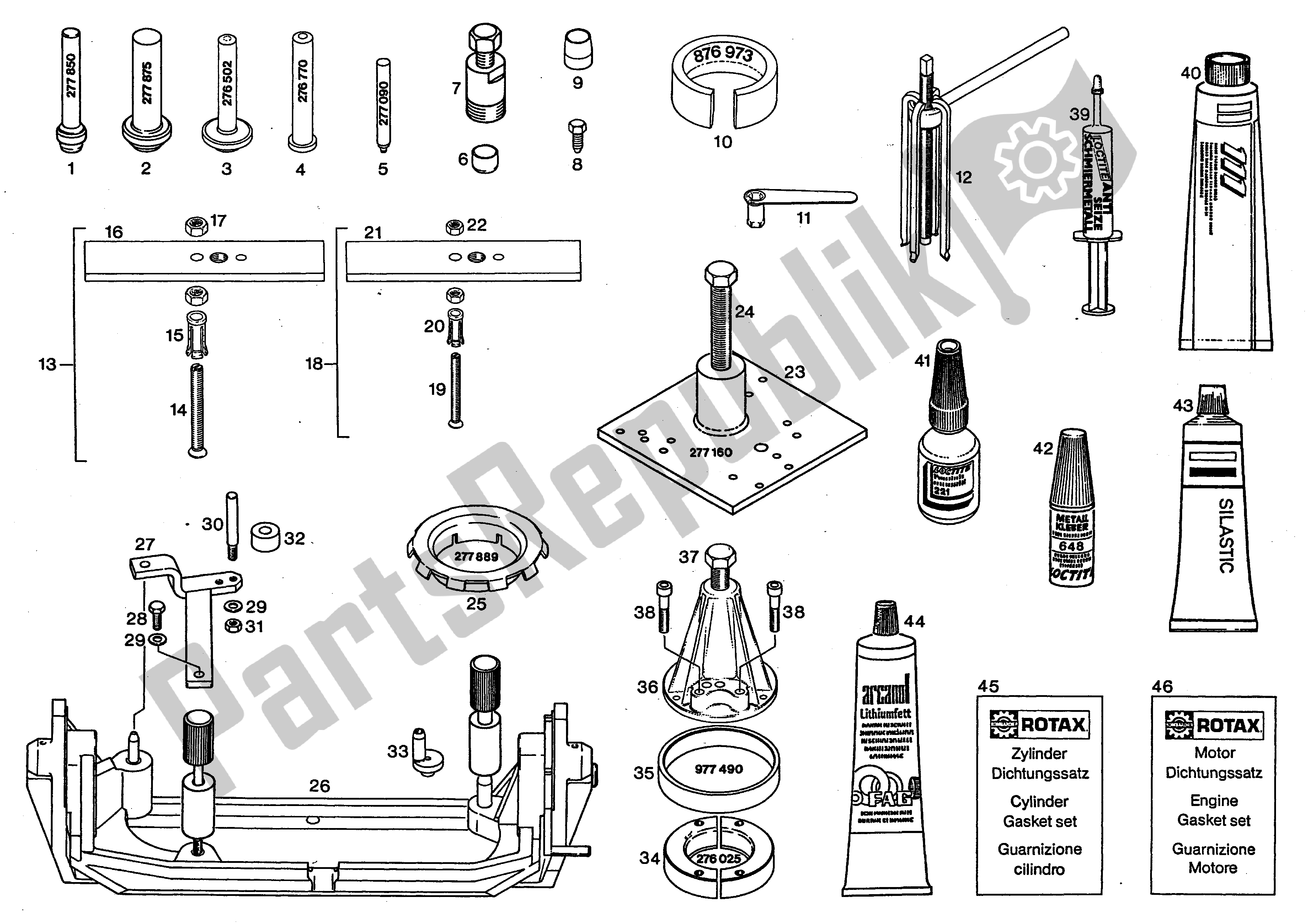 Todas las partes para Herramientas De Reparación, Juegos De Juntas de Aprilia Rotax 123 125 1990 - 2000