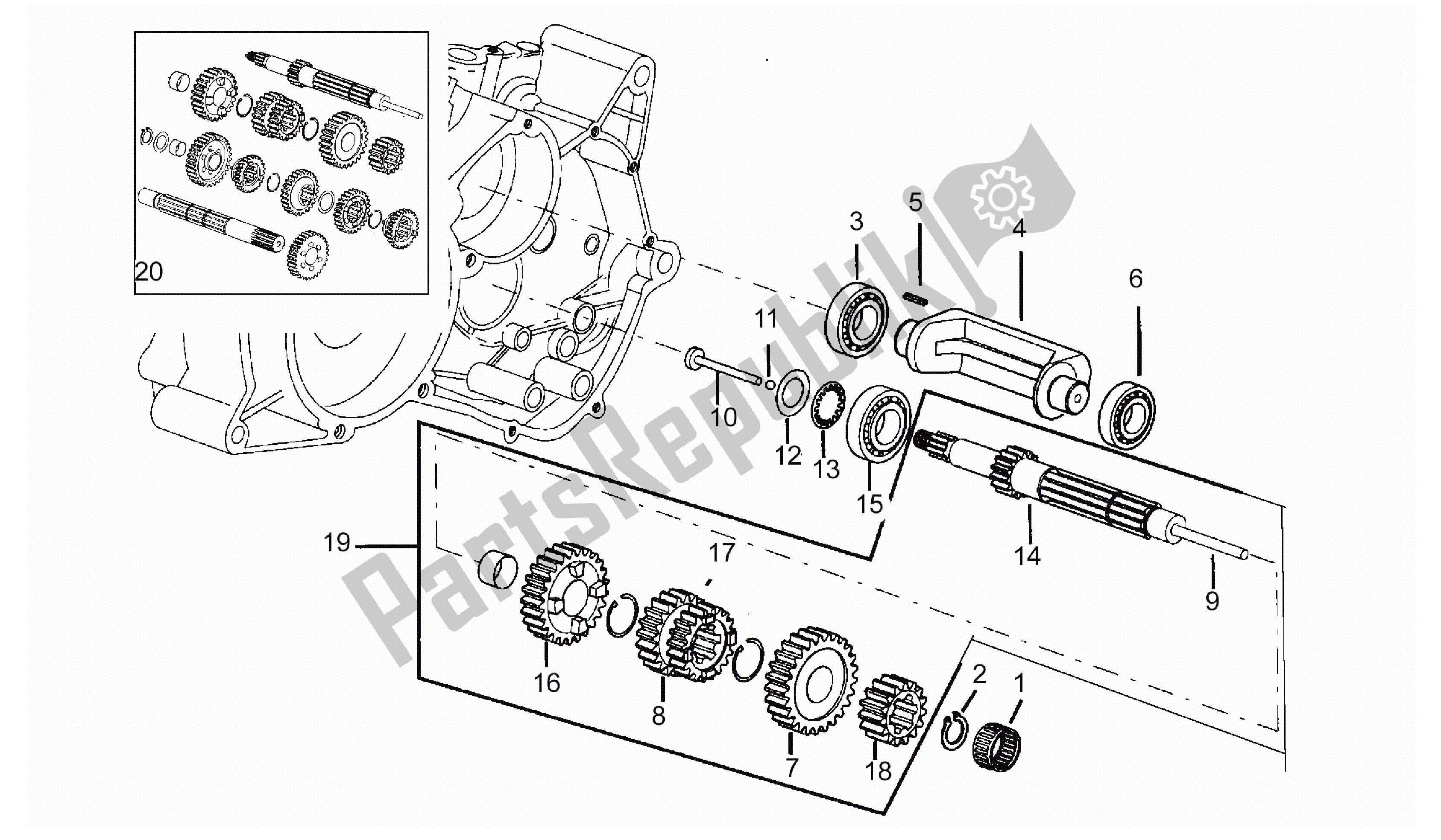 Toutes les pièces pour le Arbre De Transmission Primaire du Aprilia Minarelli 50 1991 - 2016