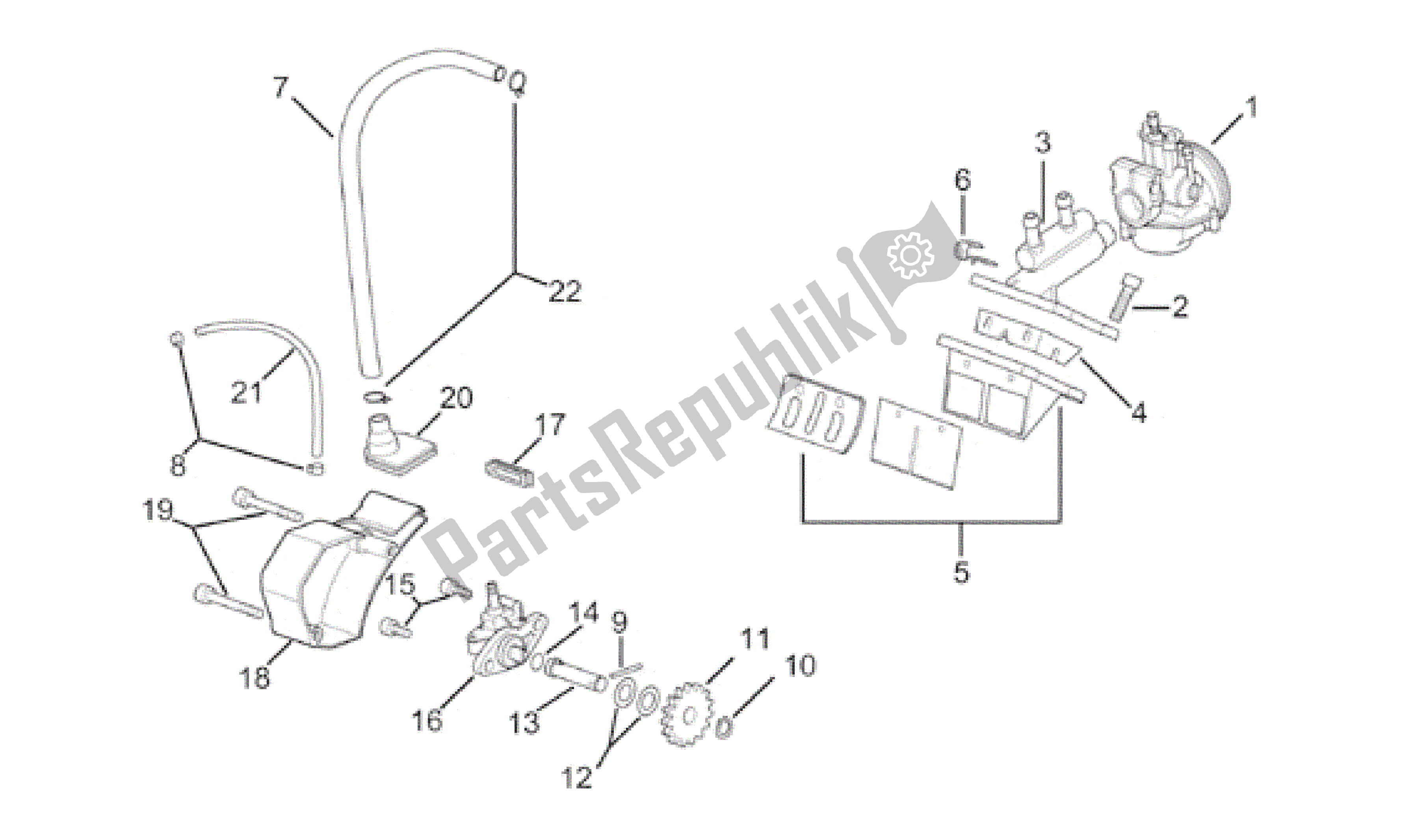 Toutes les pièces pour le Carburateur - Pompe à Huile du Aprilia RS 50 1996 - 1998